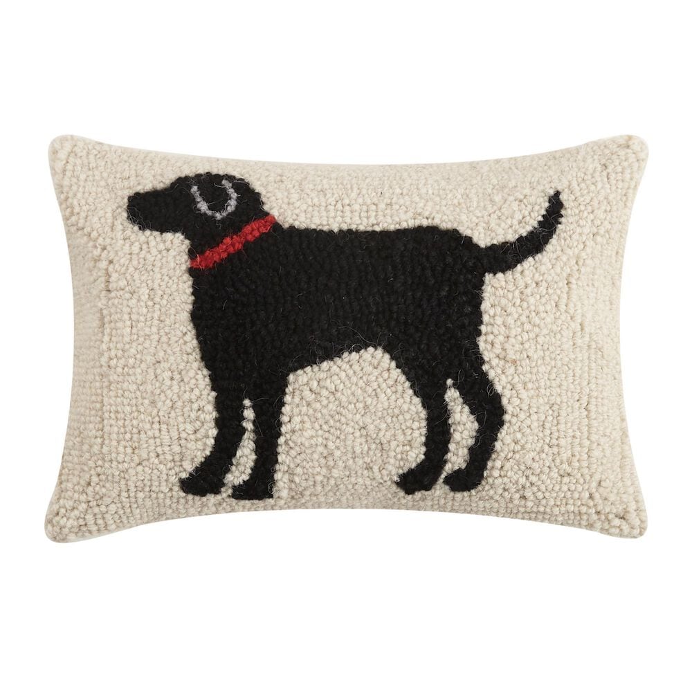 Peking Handicraft Dog 8" x 12" Throw Pillow in Black, , large