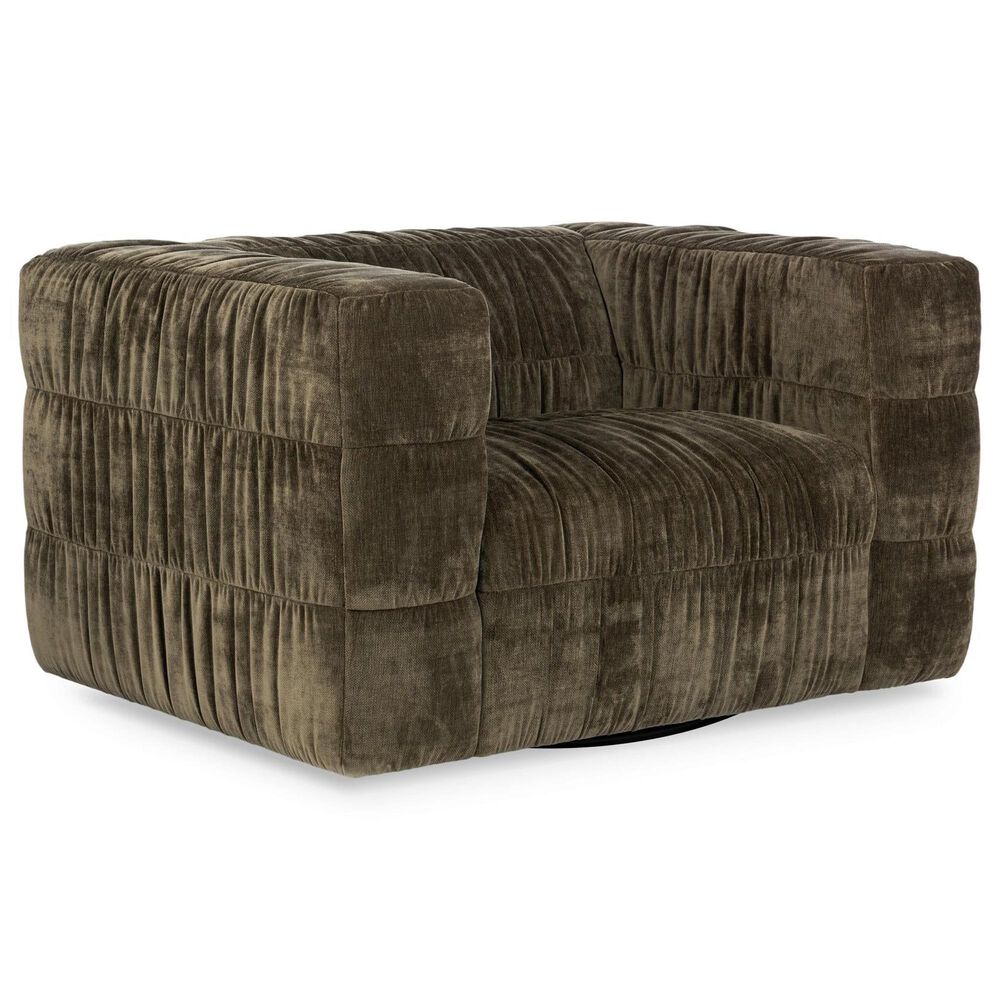 Classic Home Afeela Upholstered Swivel Chair in Fern Green, , large