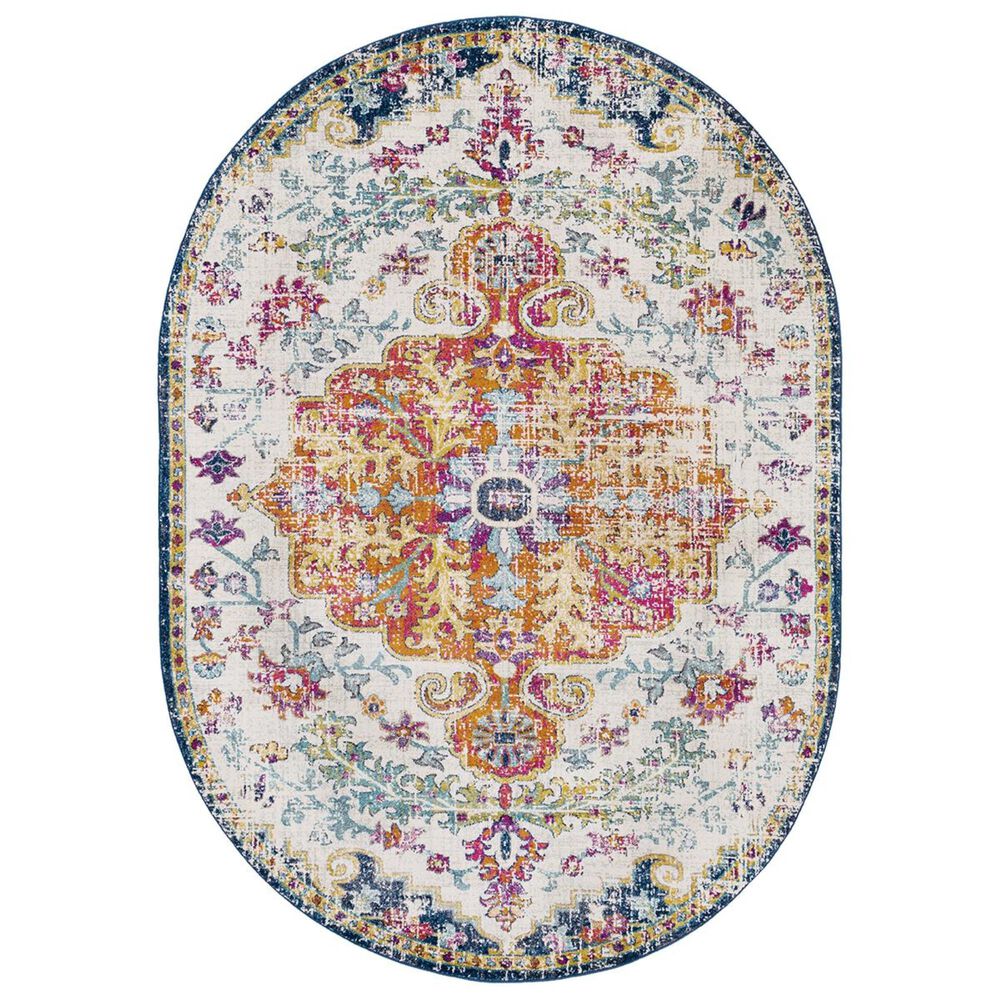 Surya Harput HAP-1000 6"7" x 9" Oval Saffron and Gray Area Rug, , large