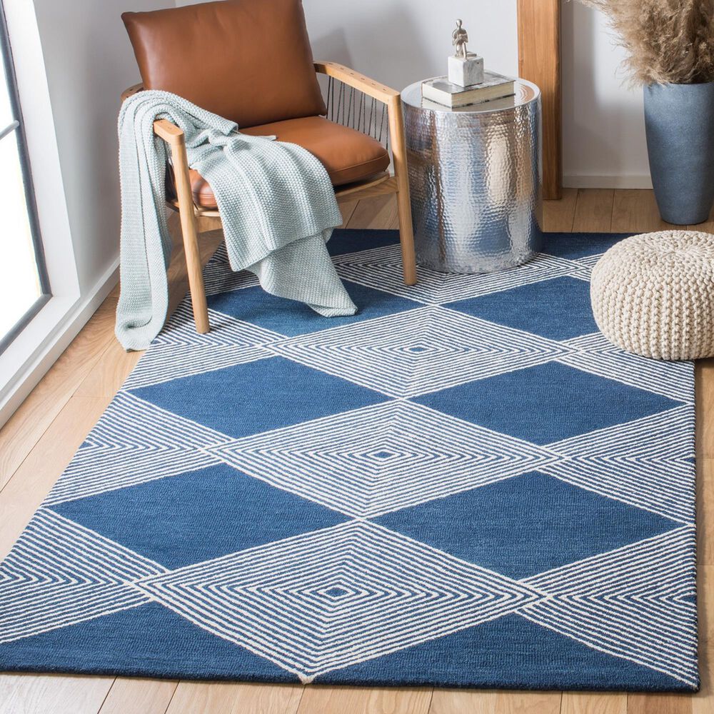 Safavieh Micro-Loop MLP618N 8&#39; x 10&#39; Navy and Ivory Area Rug, , large