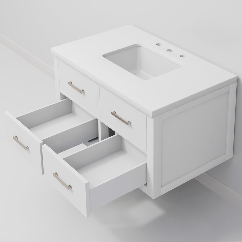 Lexora Home Castor 36" Single Bathroom Vanity in White with 2 cm White Quartz Top and Rectangular Sink, , large