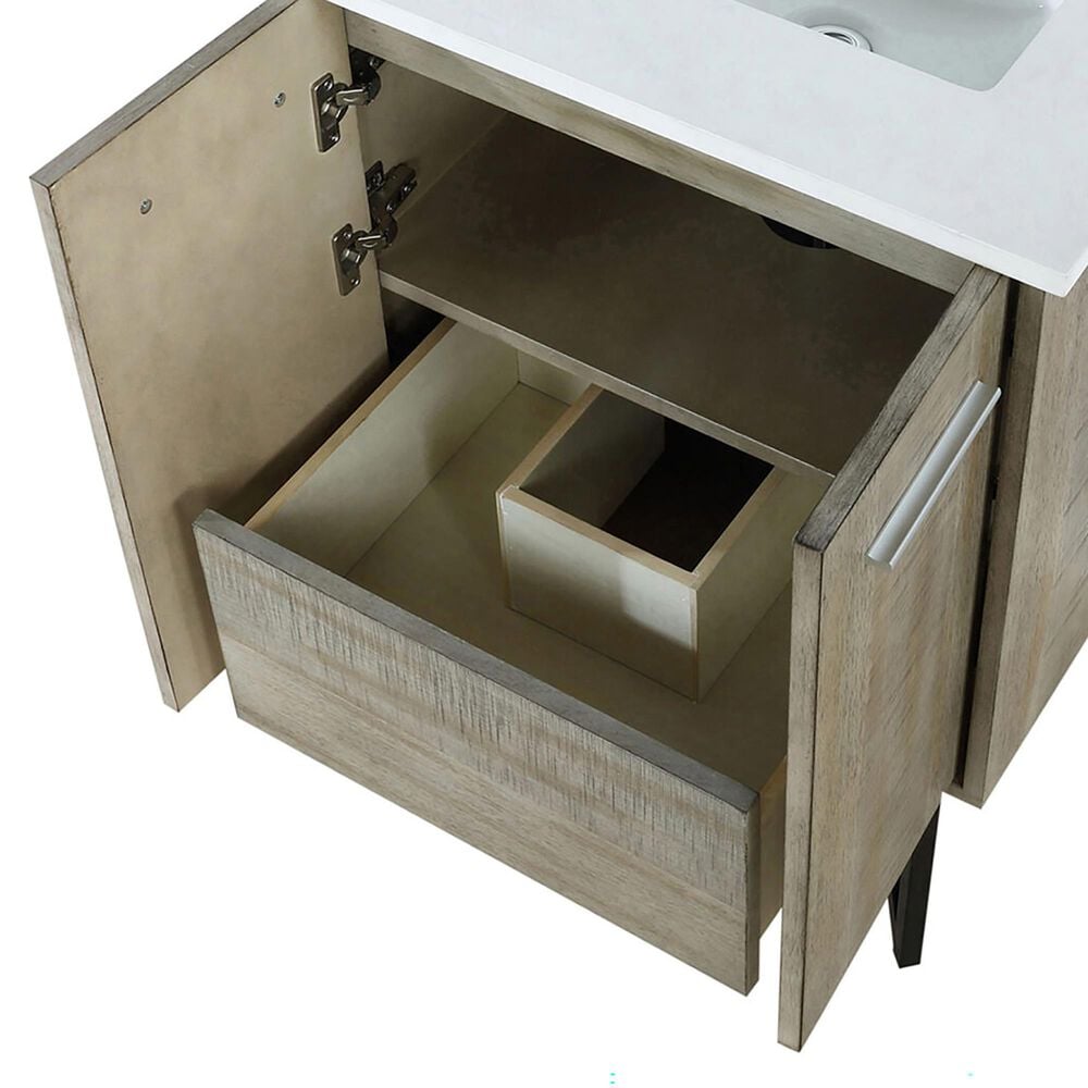 Lexora Home Lancy 24&quot; Single Bathroom Vanity in Rustic Acacia with 2 cm White Quartz Top and Rectangular Sink, , large