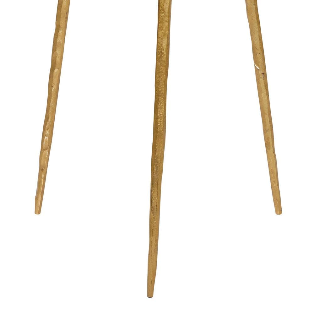 Maple and Jade Accent End Table with Metal Tripod Legs and Zig-Zag Detail in Matte Green and Satin Gold, , large