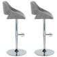 LumiSource Fabrico Swivel Adjustable Bar Stool with Grey Noise Fabric Upholstery and Rounded T Footrest in Chrome (Set of 2), , large