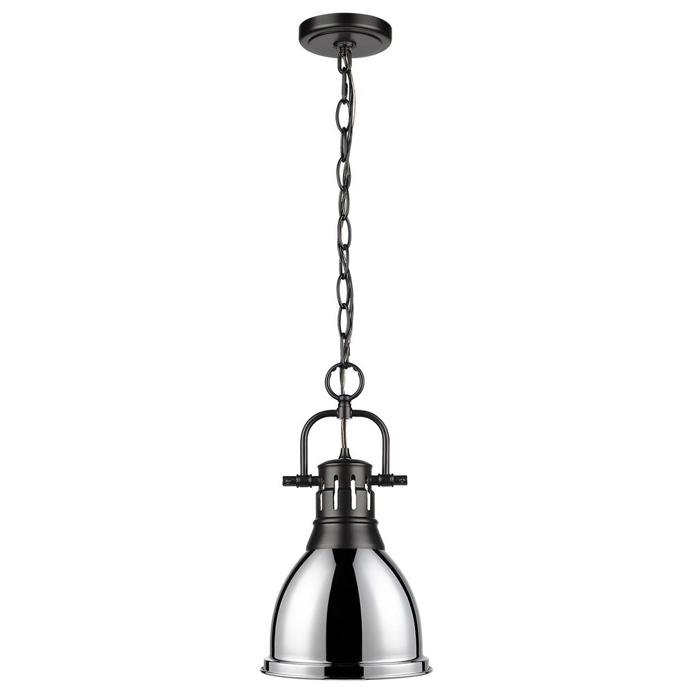 Golden Lighting Duncan Small Pendant in Chrome with Chain in Matte Black, , large