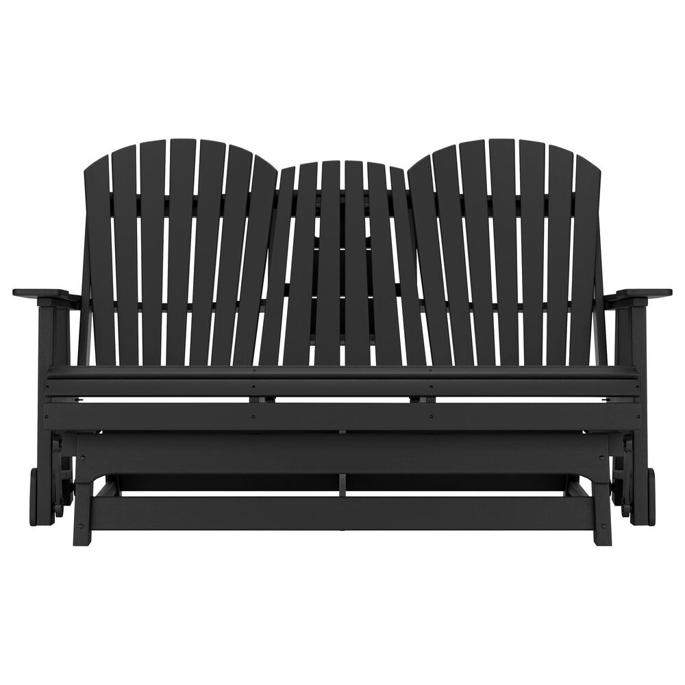 Ashley Hyland Wave Patio Glider Loveseat in Black, , large