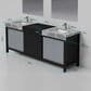 Lexora Home Zilara 84" Double Bathroom Vanity in Black and Grey with 11 cm Castle Grey Marble Top and Rectangular Sinks, , large
