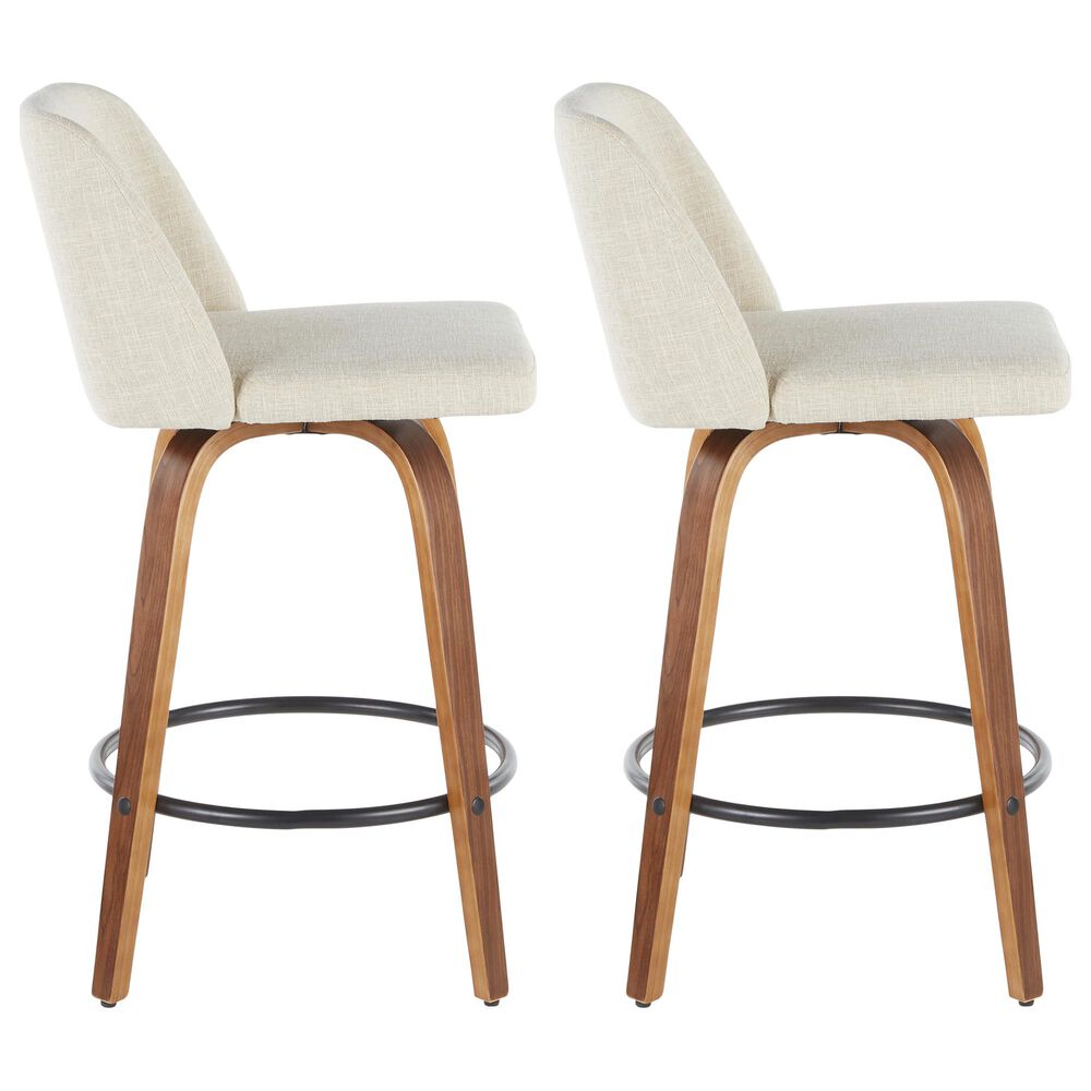 Lumisource Tintori Counter Stool in Cream, Walnut and Black &#40;Set of 2&#41;, , large