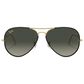 Ray-Ban Aviator Full Colour Sunglasses with Grey Lenses in Polished Black on Gold, , large