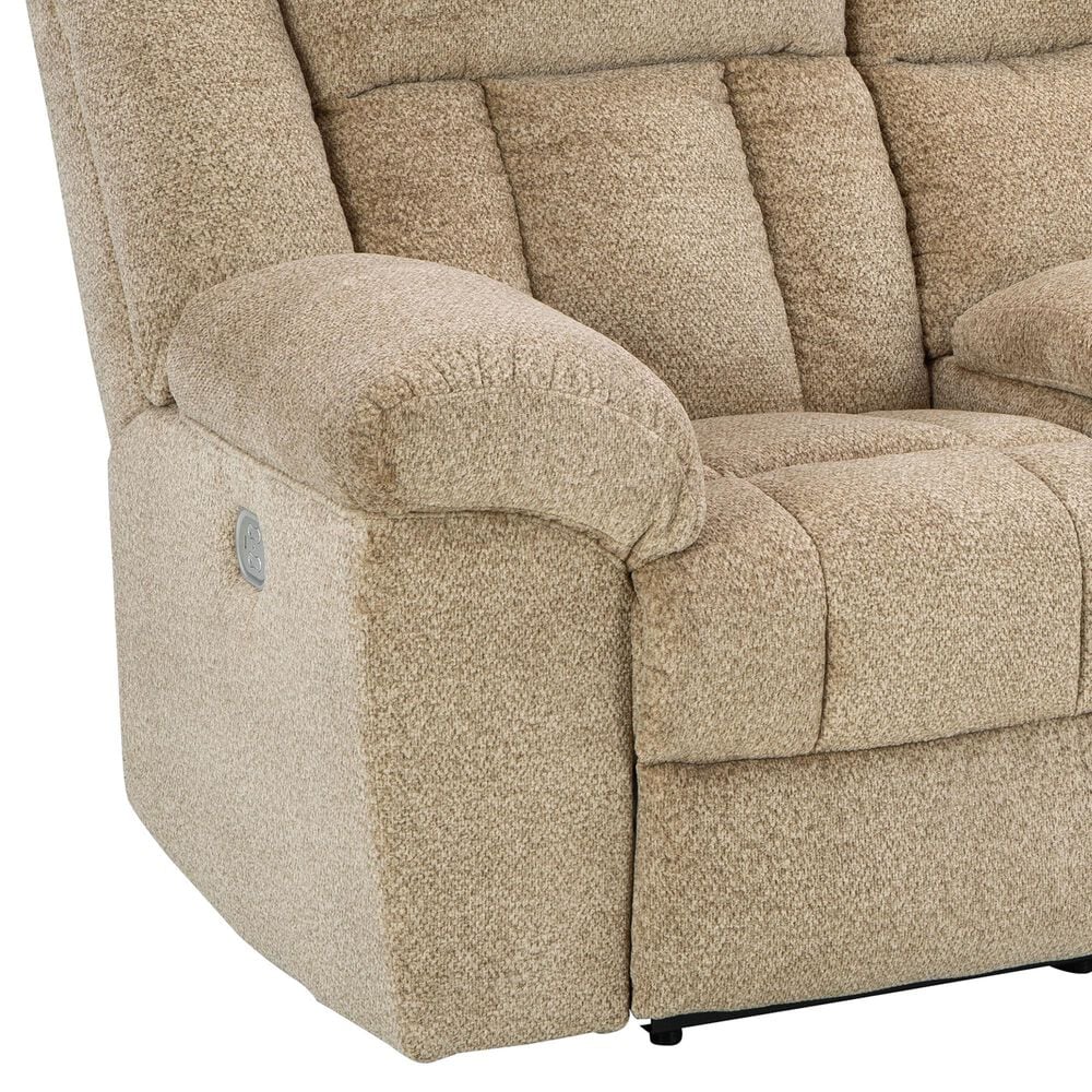 Ashley Tip-Off Power Reclining Loveseat with Adjustable Headrest in Wheat, , large