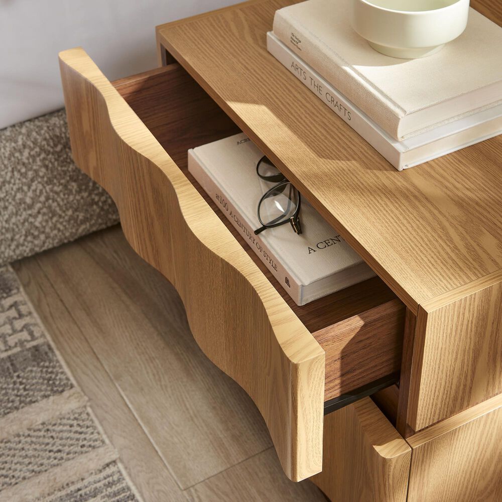 Modway Isola 2 Drawer Nightstand in Light Oak Walnut, , large