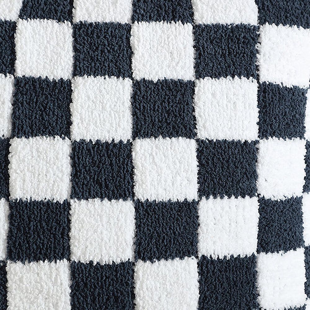 Sunday Citizen Checkerboard 20&quot; Square Throw Pillow in Midnight and Clear White, , large