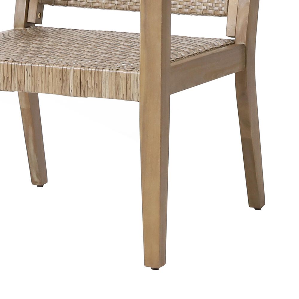 Hearth and Haven Outdoor Wood and Flat Wicker Club Chair in Light Brown (Set of 2), , large