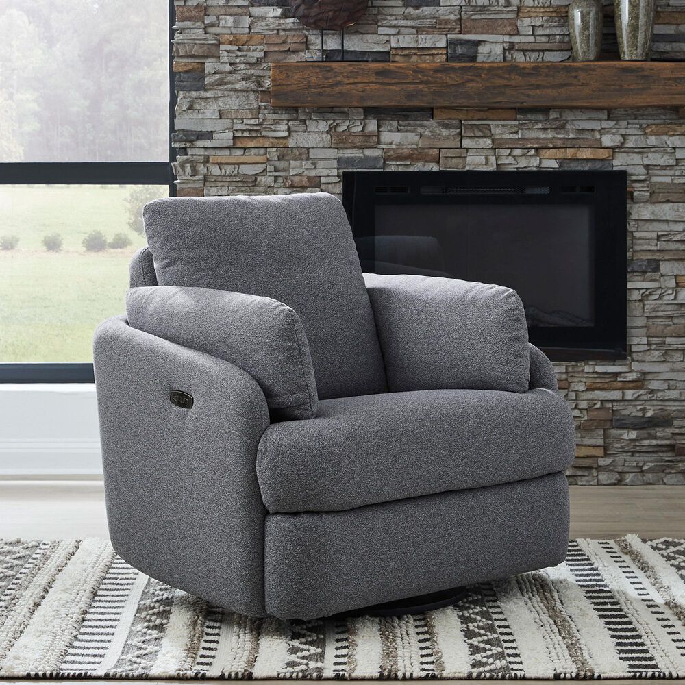 Ashley Alainmont Next-Gen Nuvella Power Swivel Recliner in Salt and Pepper, , large