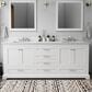 Lexora Home Dukes 80" Double Bathroom Vanity in White with 2 cm White Carrara Marble Top and Rectangular Sinks, , large