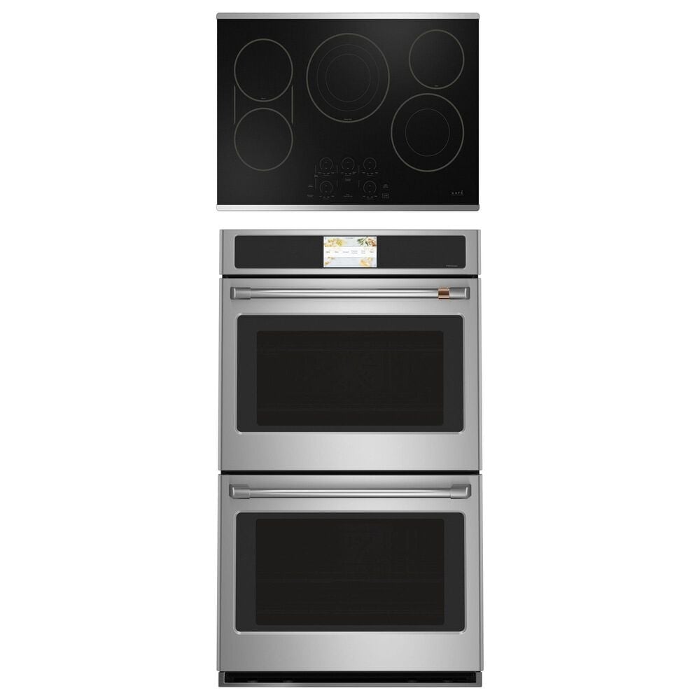 Cafe 2-Piece Kitchen Package with 30" Smart Built-In Convection Double Wall Oven and 30" Electric Cooktop in Stainless Steel, , large