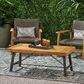 Hearth and Haven Acacia Wood Patio Coffee Table in Teak, Brown and Black, , large