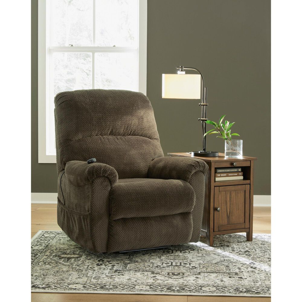 Signature Design by Ashley Shadowboxer Power Lift Recliner in Chocolate, , large
