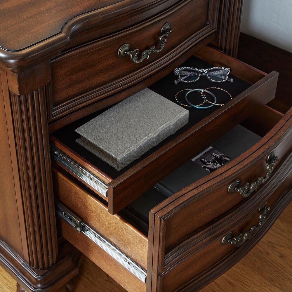 Ashley Lavinton 3-Drawer Nightstand in Cherry Brown, , large