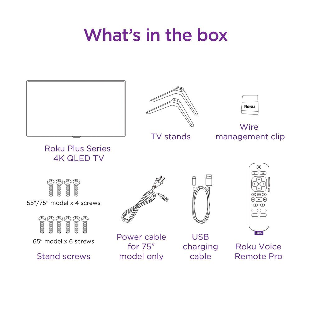 Roku 65&quot; Class Plus Series QLED 4K in Black - Smart TV, , large