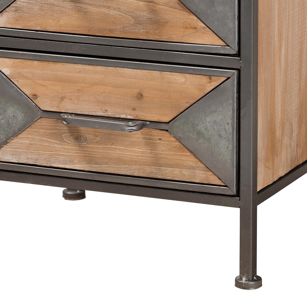 Baxton Studio Laurel 3-Drawer End Table in Whitewashed Oak Brown and Antique Grey, , large