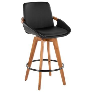 Lumisource Cosmo Swivel Counter Stool in Walnut and Black, , large