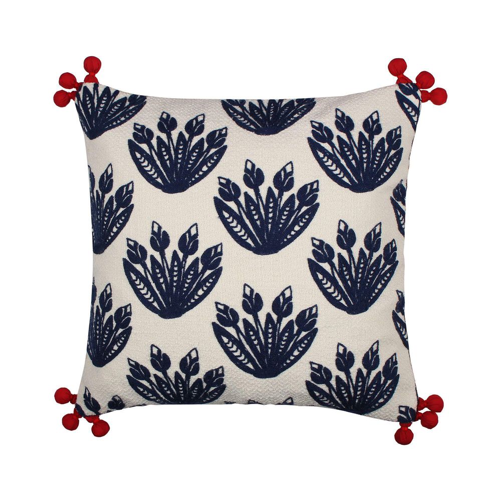 Levtex Nanette 18" x 18" Throw Pillow in Navy, Cream and Red, , large