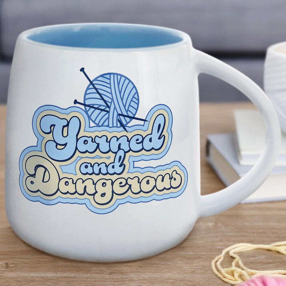 Pavilion Yarned 22 Oz Mug in White and Soft Blue, , large