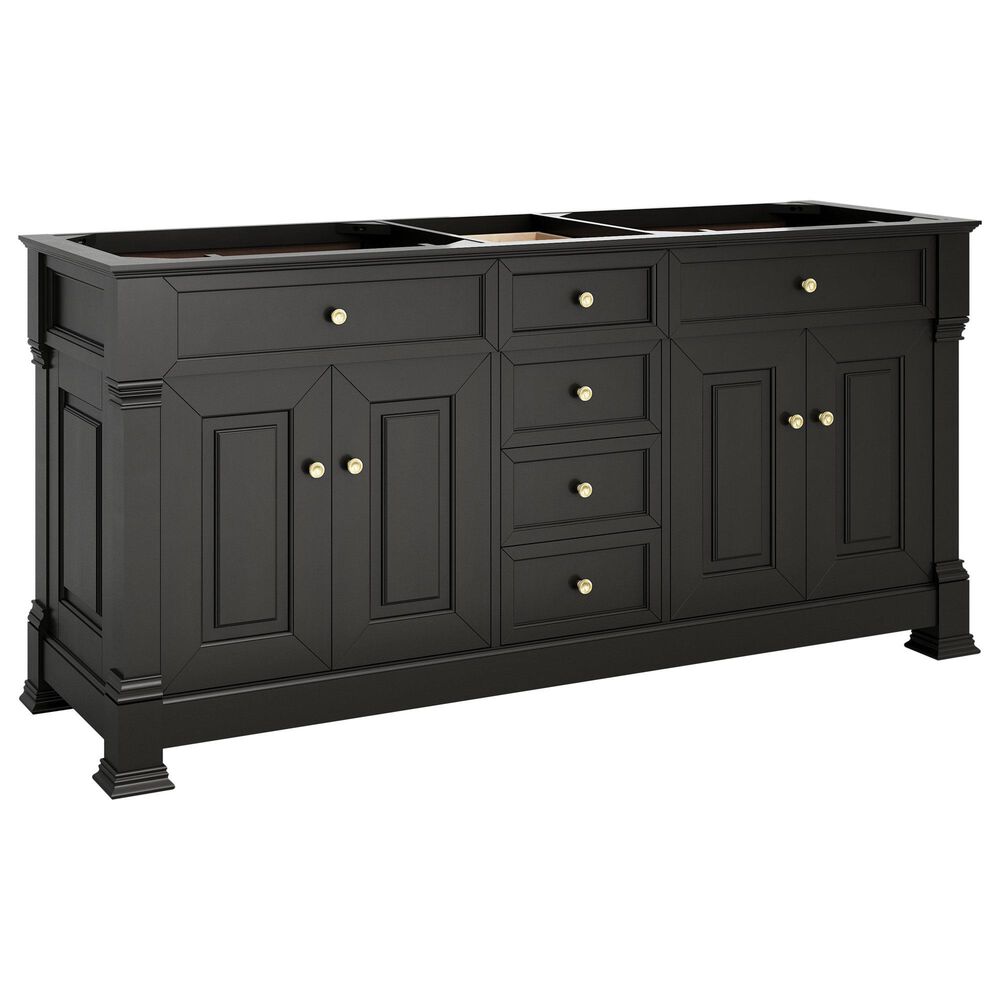 James Martin Vanities Brookfield 72&quot; Double Bathroom Vanity in Black Onyx with 3cm Lime Delight Quartz Top and Rectangular Sinks, , large