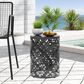 Hearth and Haven Large Iron Patio End Table with Floral Pattern in Black, , large