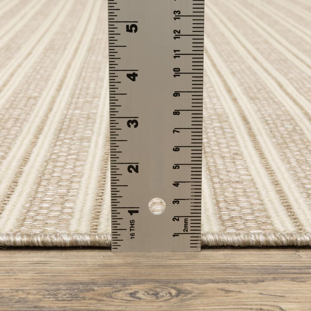 ROW by Oriental Weavers Zarina Striped Beige and Ivory 9'10" x 12'10" Indoor/Outdoor Area Rug, , large