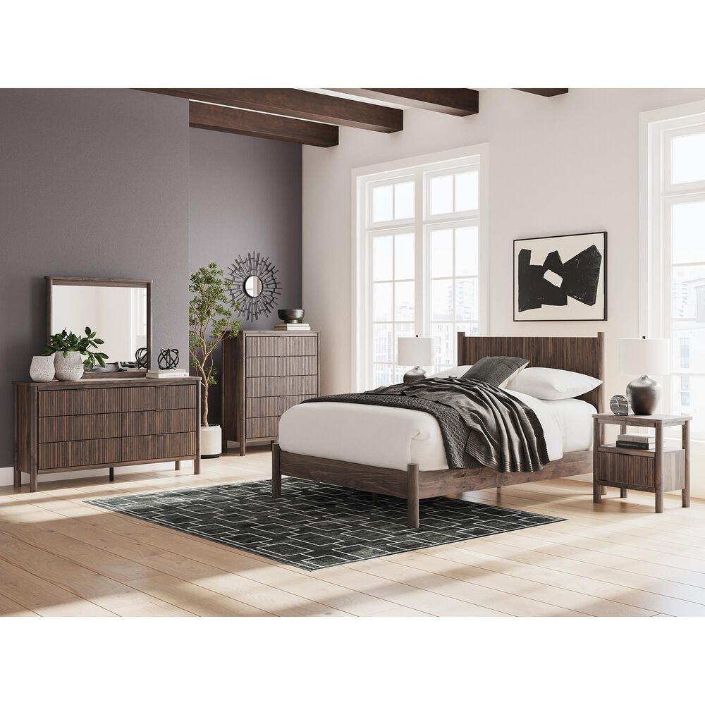 Ashley Pamytta 4-Piece King Panel Platform Bedroom Set in Rich Brown, , large