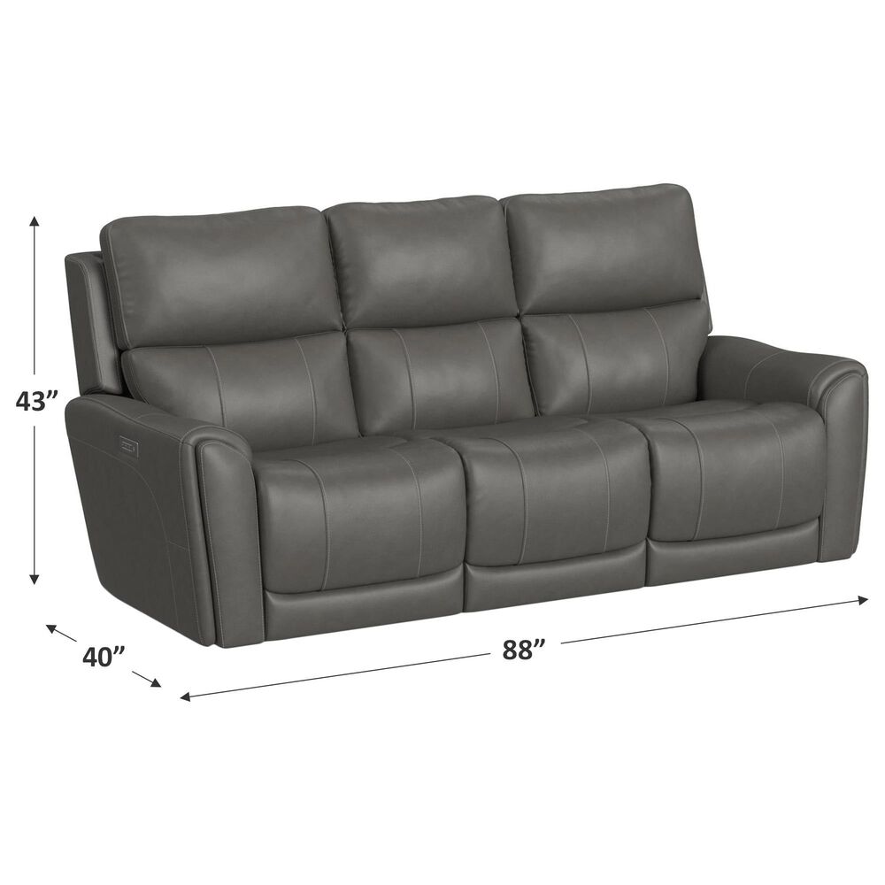 Flexsteel Carter Power Reclining Sofa with Console and Power Headrests and Lumbar in Gray, , large