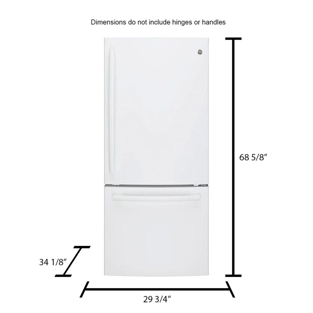 GE Appliances 20.9 Cu. Ft. Bottom Freezer Refrigerator in White, , large
