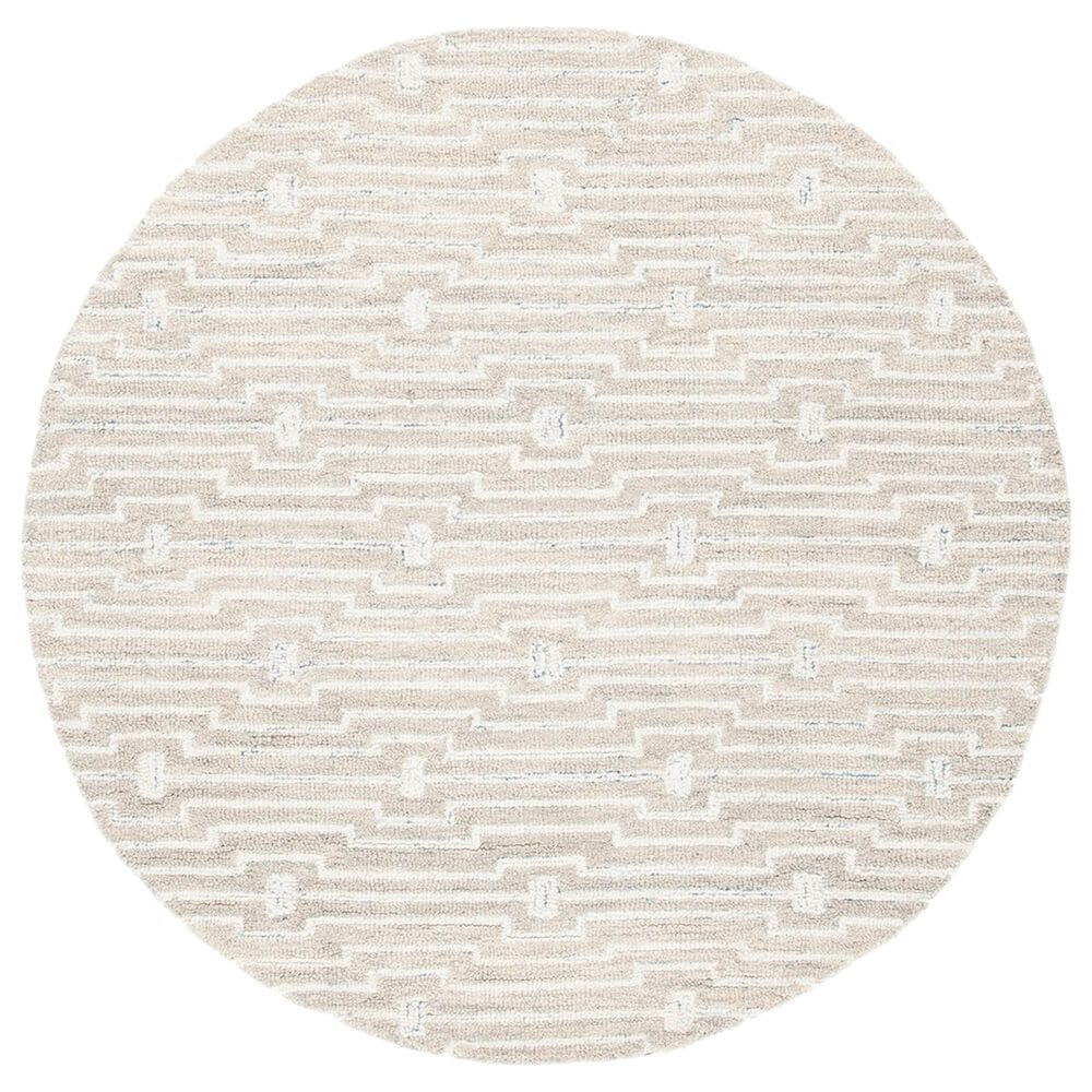 Safavieh Micro-Loop MLP178F 5" Round Light Grey and Ivory Area Rug, , large