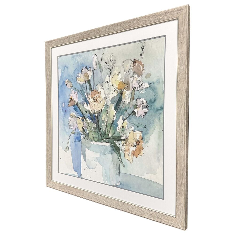 Paragon 30" Square White Flower Pot II Wall Art in Blue, , large