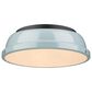 Golden Lighting Duncan 14" Flush Mount in Matte Black and Light Blue, , large