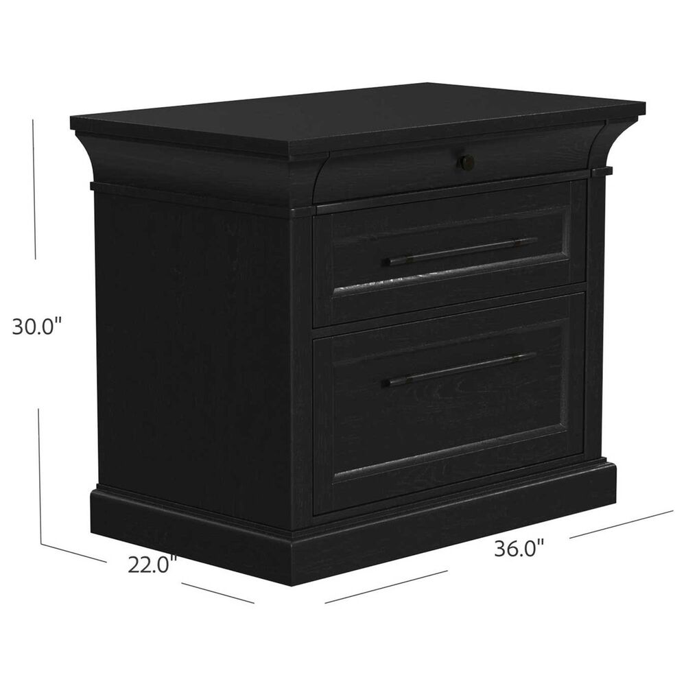 Riverside Furniture Westwood 2-Piece Corner Desk and File Cabinet Set in Ebony Whiskey Oak, , large