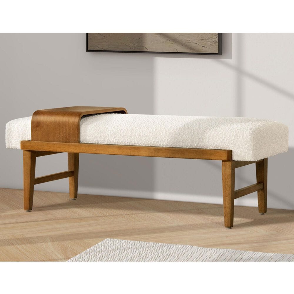 Jennifer Taylor Home Billie Modern Telephone Bench with Sliding Shelf in Natural Brown, , large