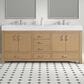 37B Alanya 72" Double Bathroom Vanity in Warm Oak with White Composite Stone Top, , large