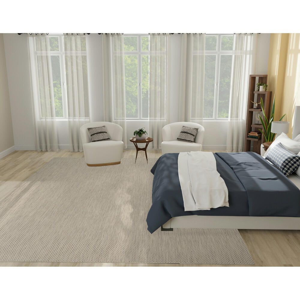 Nourison Courtyard Ivory and Silver 9&#39; x 12&#39; Indoor/Outdoor Area Rug, , large