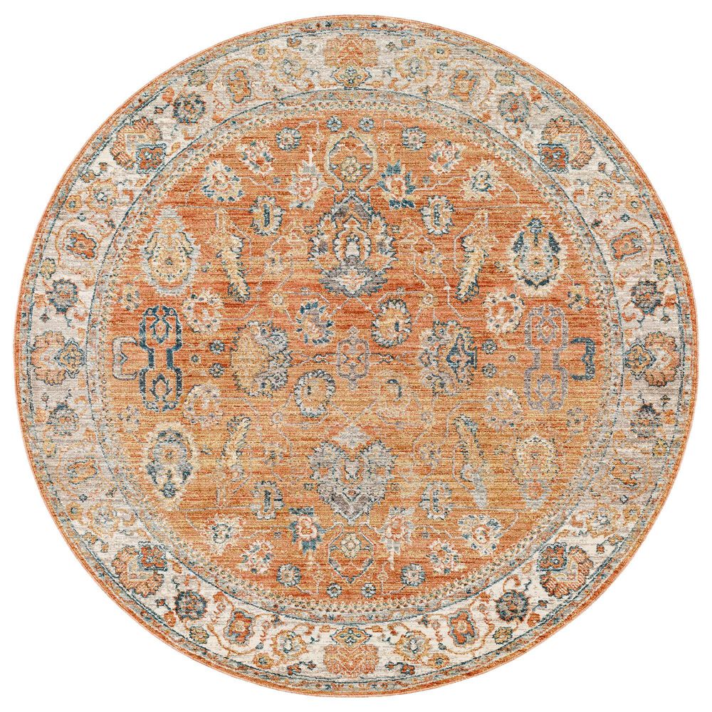Surya Carlisle CSI2317 5"3" Round Brick Red, Off-White, Medium Gray, Olive, Dark Blue and Dark Brown Area Rug, , large