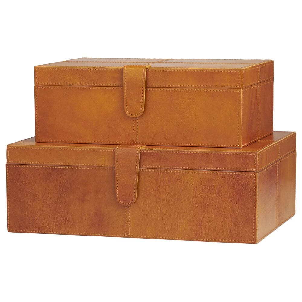 Maple and Jade 14.1" 2-Piece Handmade Storage Decorative Box Set in Brown, , large