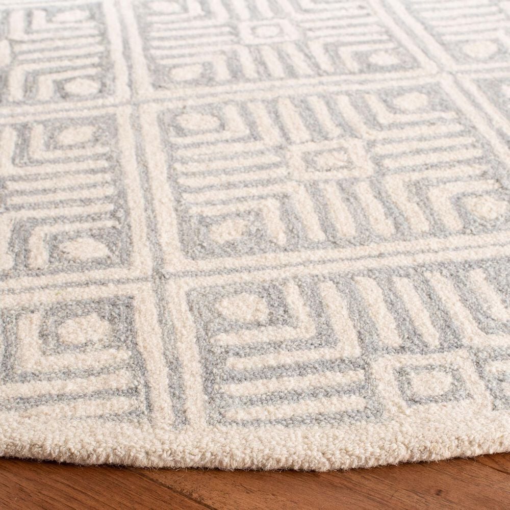 Safavieh Micro-Loop MLP262F 5&#39; Round Gray and Ivory Area Rug, , large