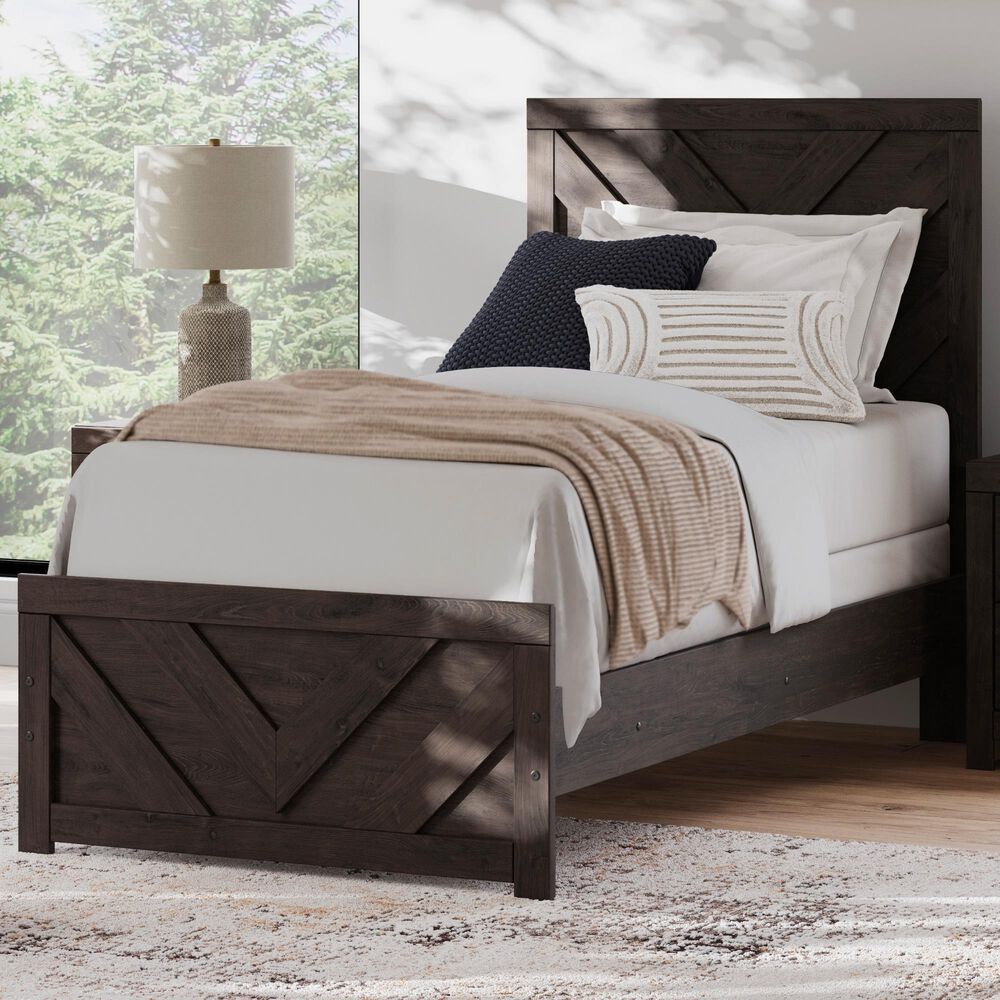 Ashley Prendonea Twin Panel Bed in Dark Charcoal, , large