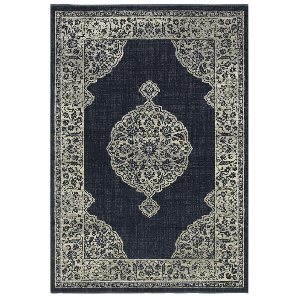 Oriental Weavers Linden 7937A 6'7" x 9'6" Navy Area Rug, , large