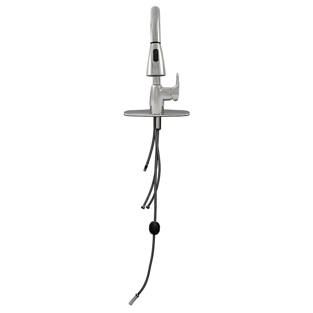 MS International Pull-Out Sprayer Kitchen Faucet with Deckplate in Polished Chrome, , large