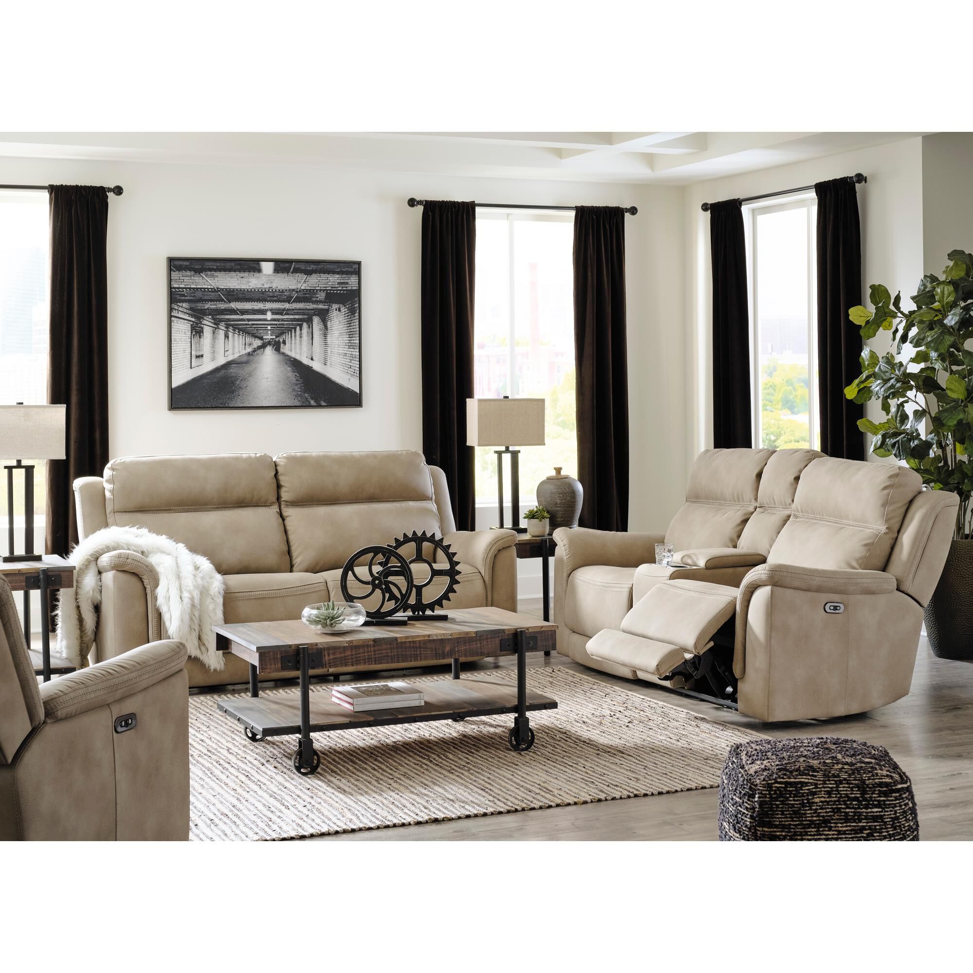 Ashley Next-Gen DuraPella Power Console Loveseat with Power