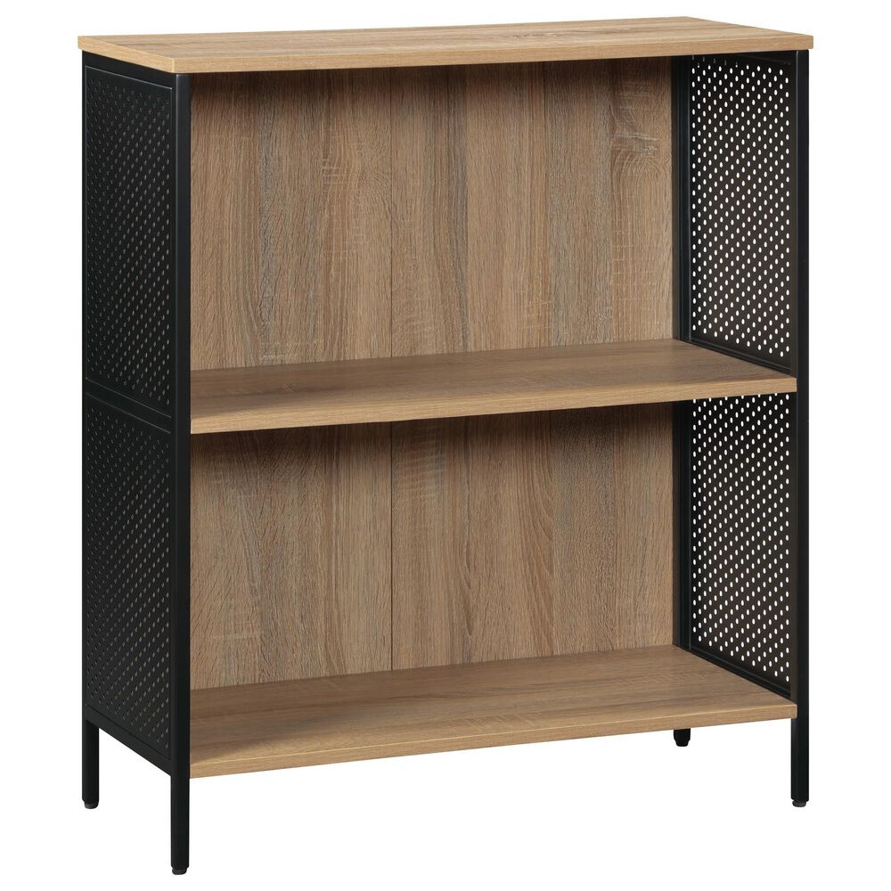 OSP Home Ace 2-Piece Desk with Hutch and Bookcase in River Oak and Black, , large