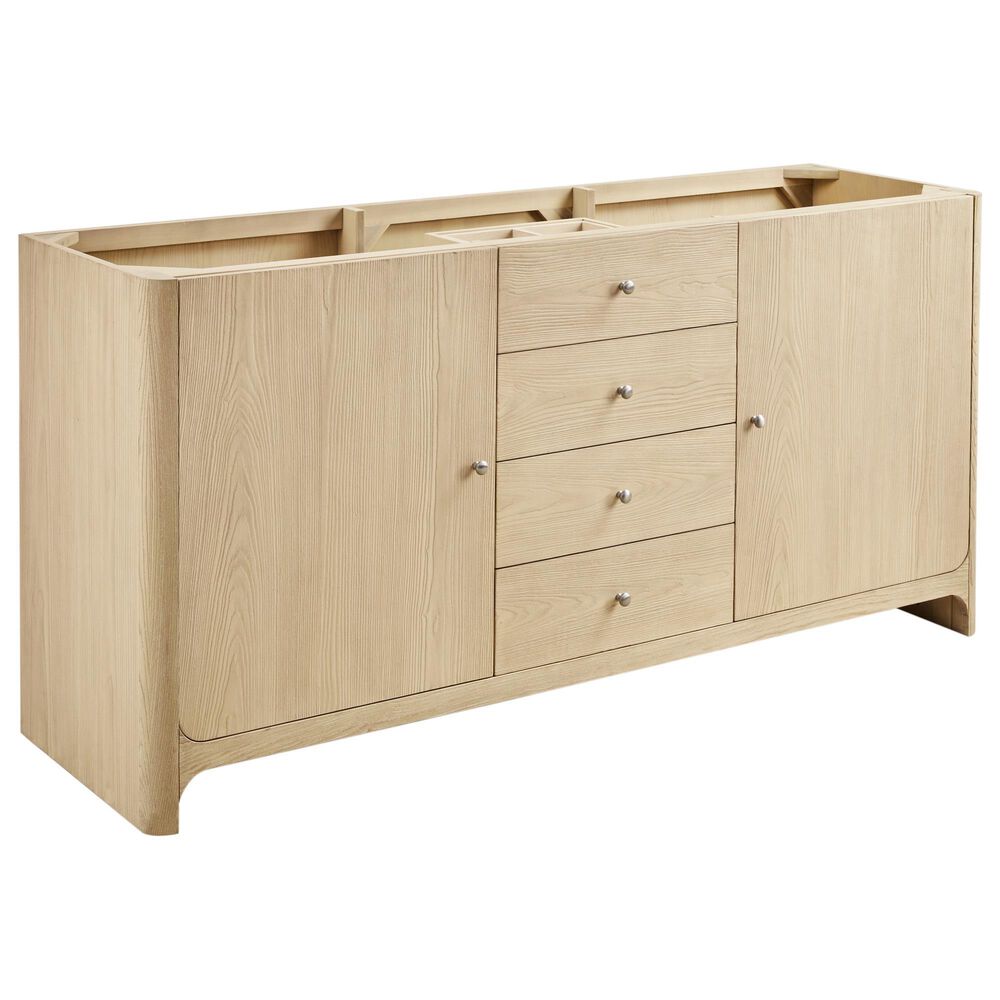 James Martin Vanities Gracyn 72&quot; Double Bathroom Vanity in Coastal Driftwood with 3 cm White Zeus Quartz Top and Rectangular Sinks, , large